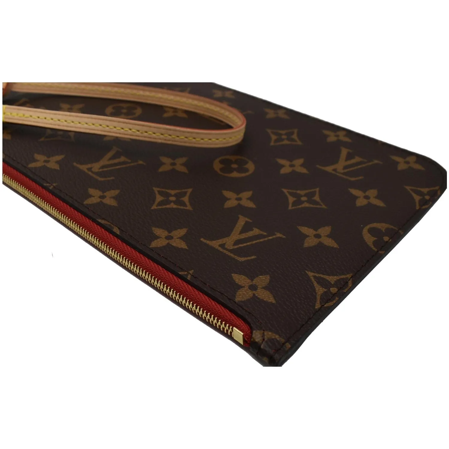 LOUIS VUITTON Neverfull MM Monogram Canvas Pochette Wristlet Pouch Brown