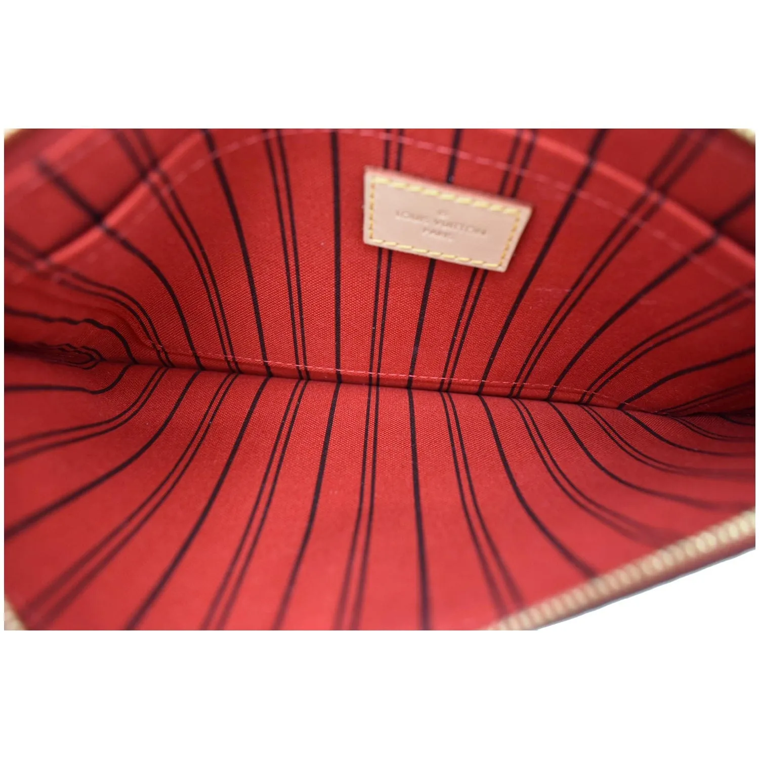 LOUIS VUITTON Neverfull MM Monogram Canvas Pochette Wristlet Pouch Brown
