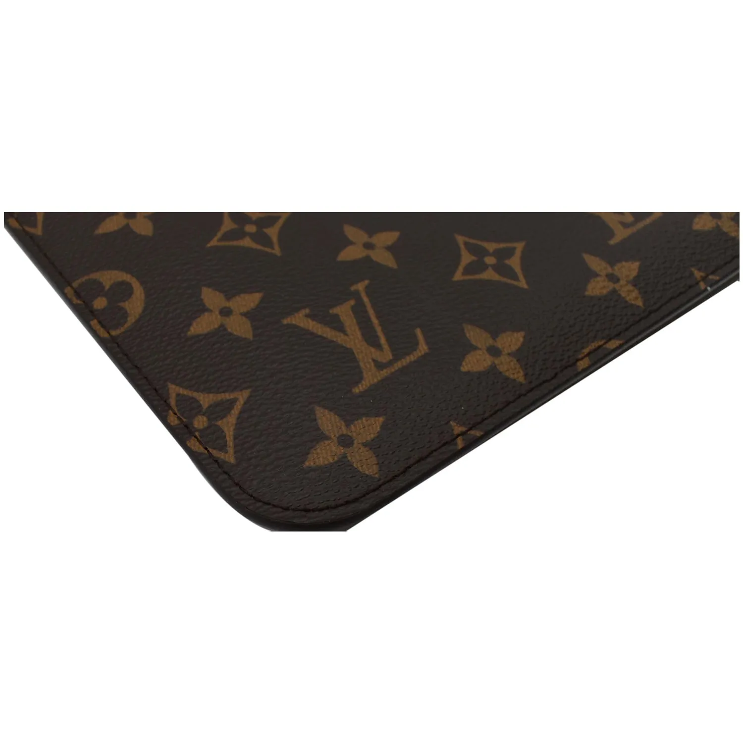 LOUIS VUITTON Neverfull MM Monogram Canvas Pochette Wristlet Pouch Brown