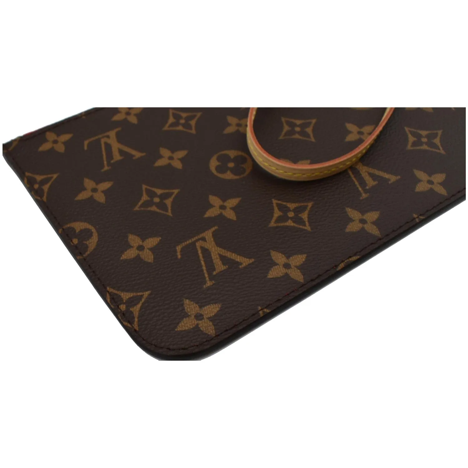 LOUIS VUITTON Neverfull MM Monogram Canvas Pochette Wristlet Pouch Brown