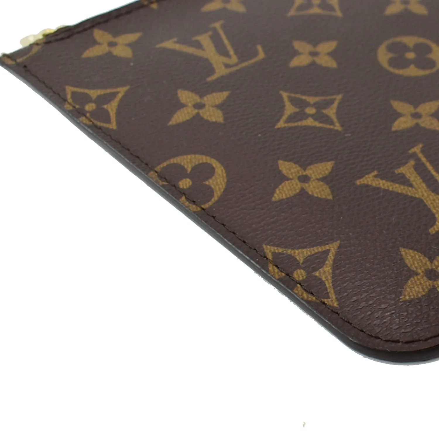 LOUIS VUITTON Neverfull MM Monogram Canvas Pochette Wristlet Pouch Brown