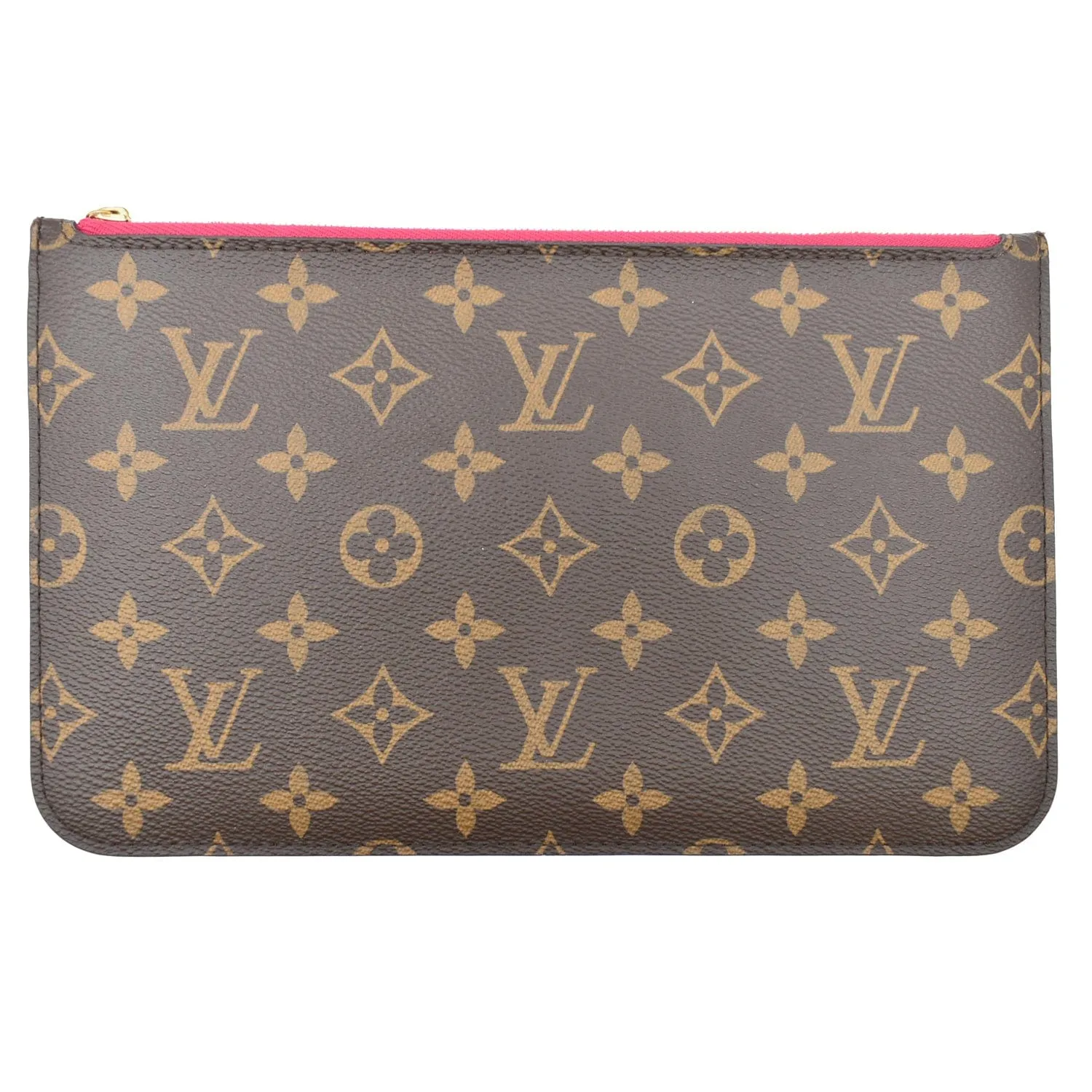 LOUIS VUITTON Neverfull MM Monogram Canvas Pochette Wristlet Pouch Brown