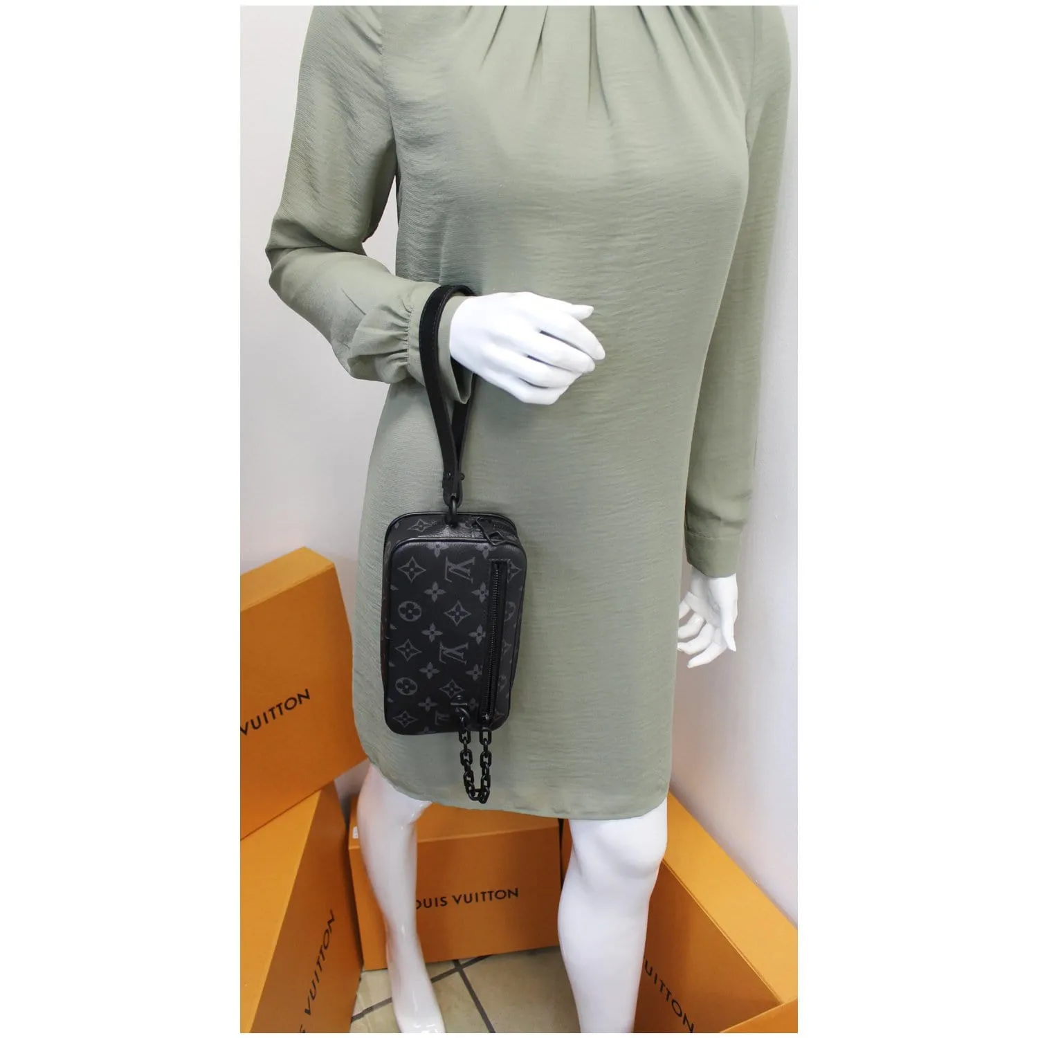 LOUIS VUITTON Pochette Volga Monogram Eclipse Clutch Bag Black - 15% OFF