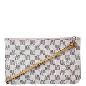 LOUIS VUITTON Pochette Wristlet Pouch Damier Azur Neverfull MM White