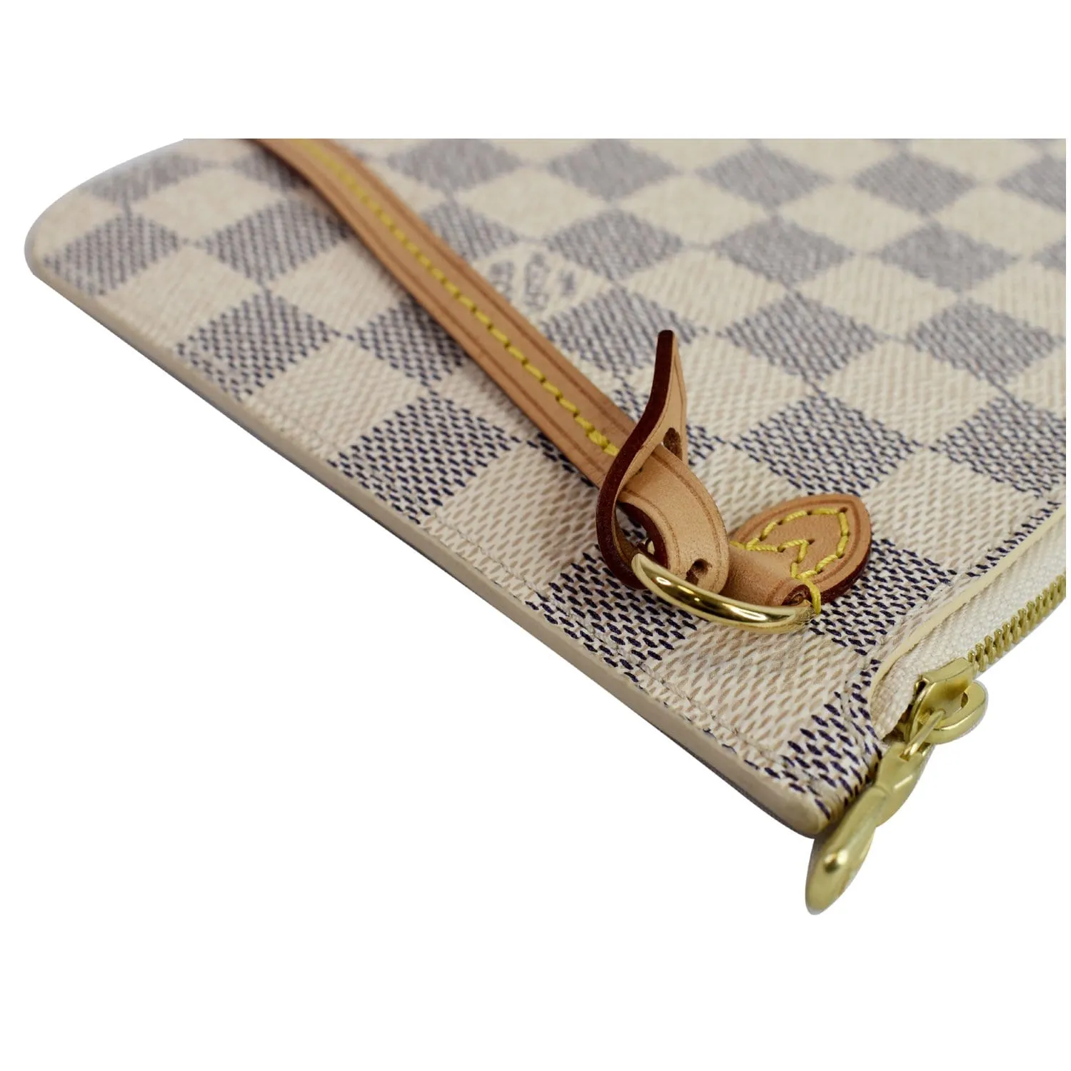 LOUIS VUITTON Pochette Wristlet Pouch Damier Azur Neverfull MM White