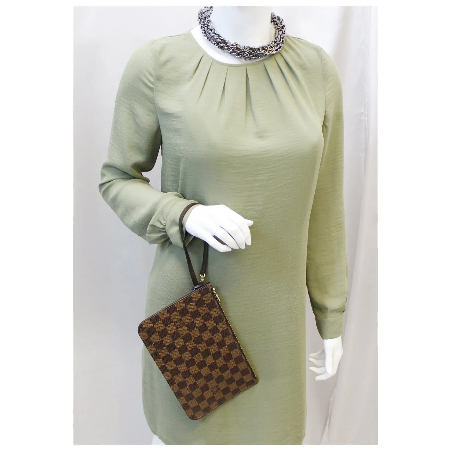 LOUIS VUITTON Pochette Wristlet Pouch Damier Ebene Neverfull MM