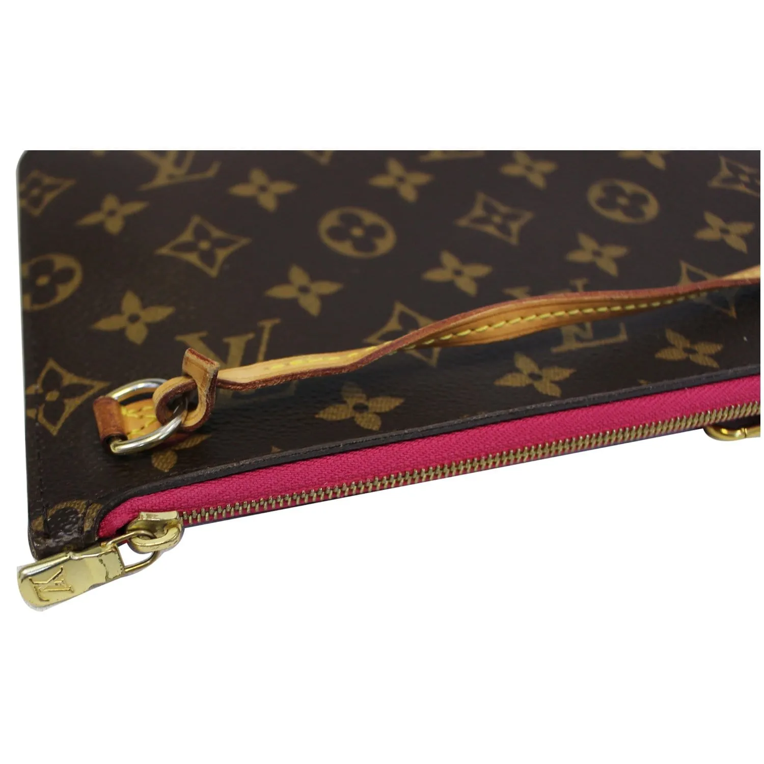 LOUIS VUITTON Pochette Wristlet Pouch Monogram Canvas Neverfull MM Brown