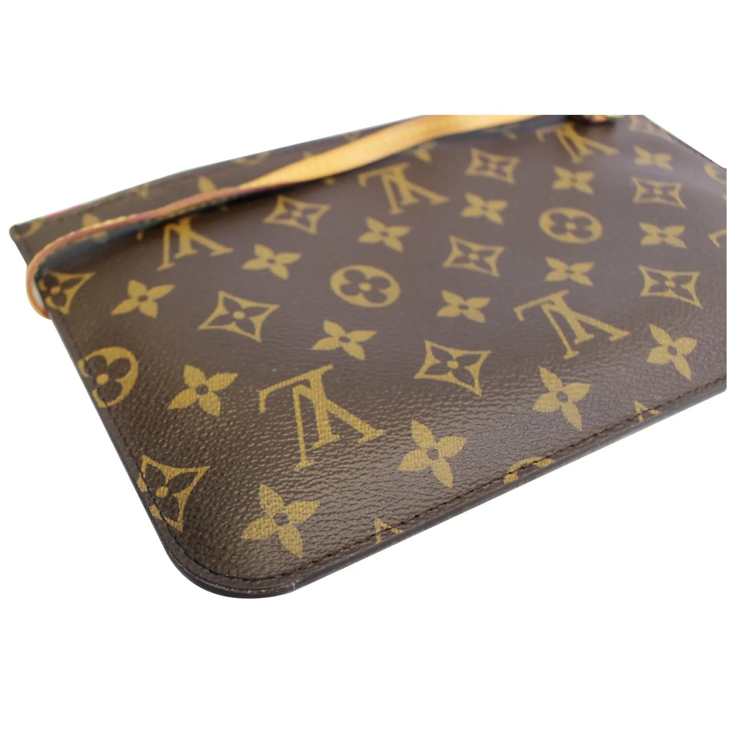 LOUIS VUITTON Pochette Wristlet Pouch Monogram Canvas Neverfull MM Brown