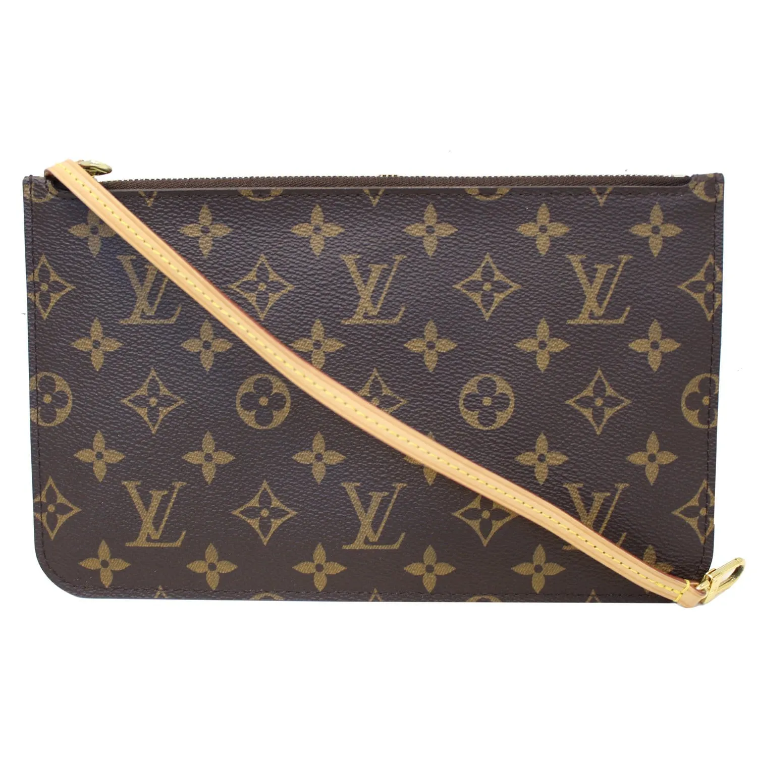 LOUIS VUITTON Pochette Wristlet Pouch Monogram Canvas Neverfull MM/GM Brown