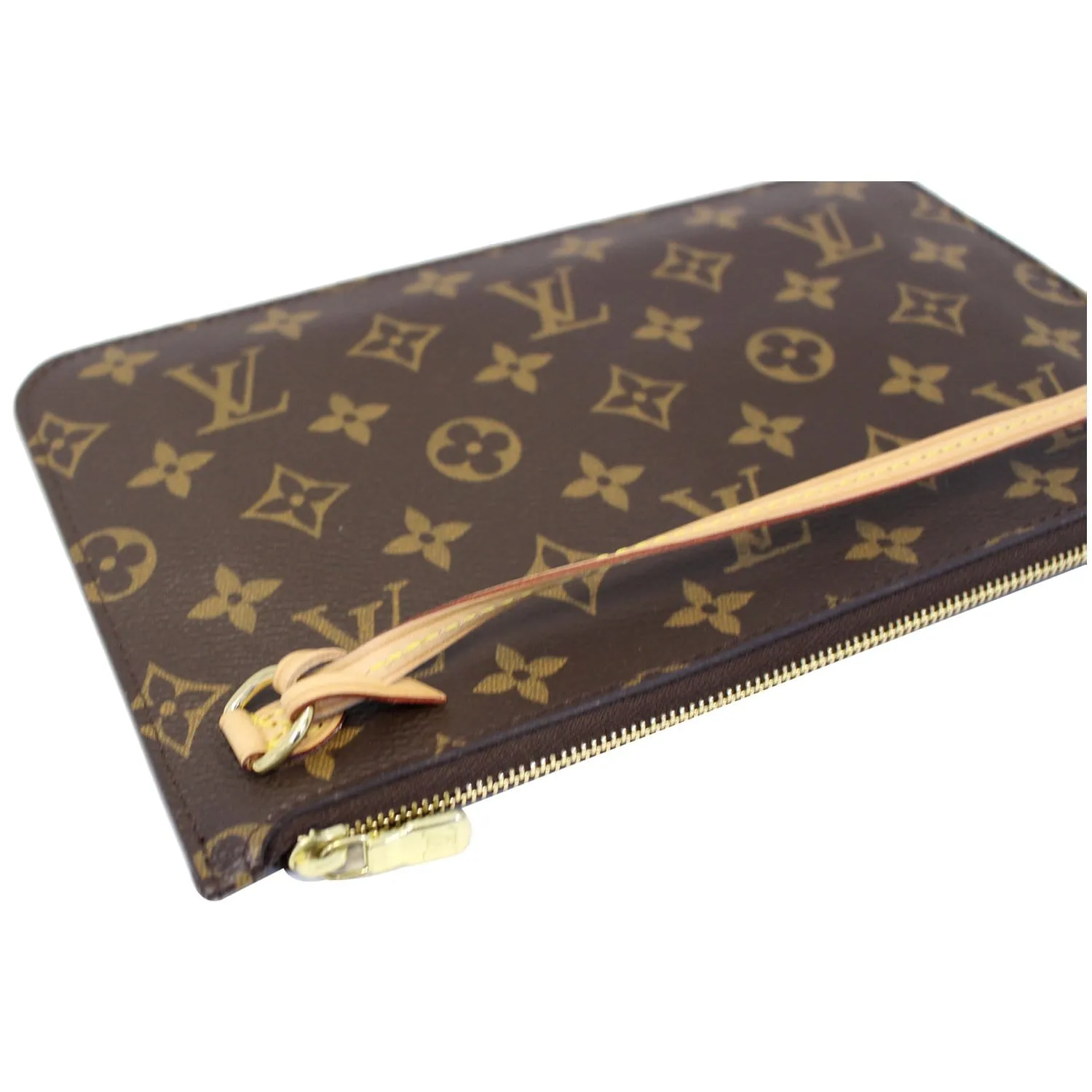 LOUIS VUITTON Pochette Wristlet Pouch Monogram Canvas Neverfull MM/GM Brown