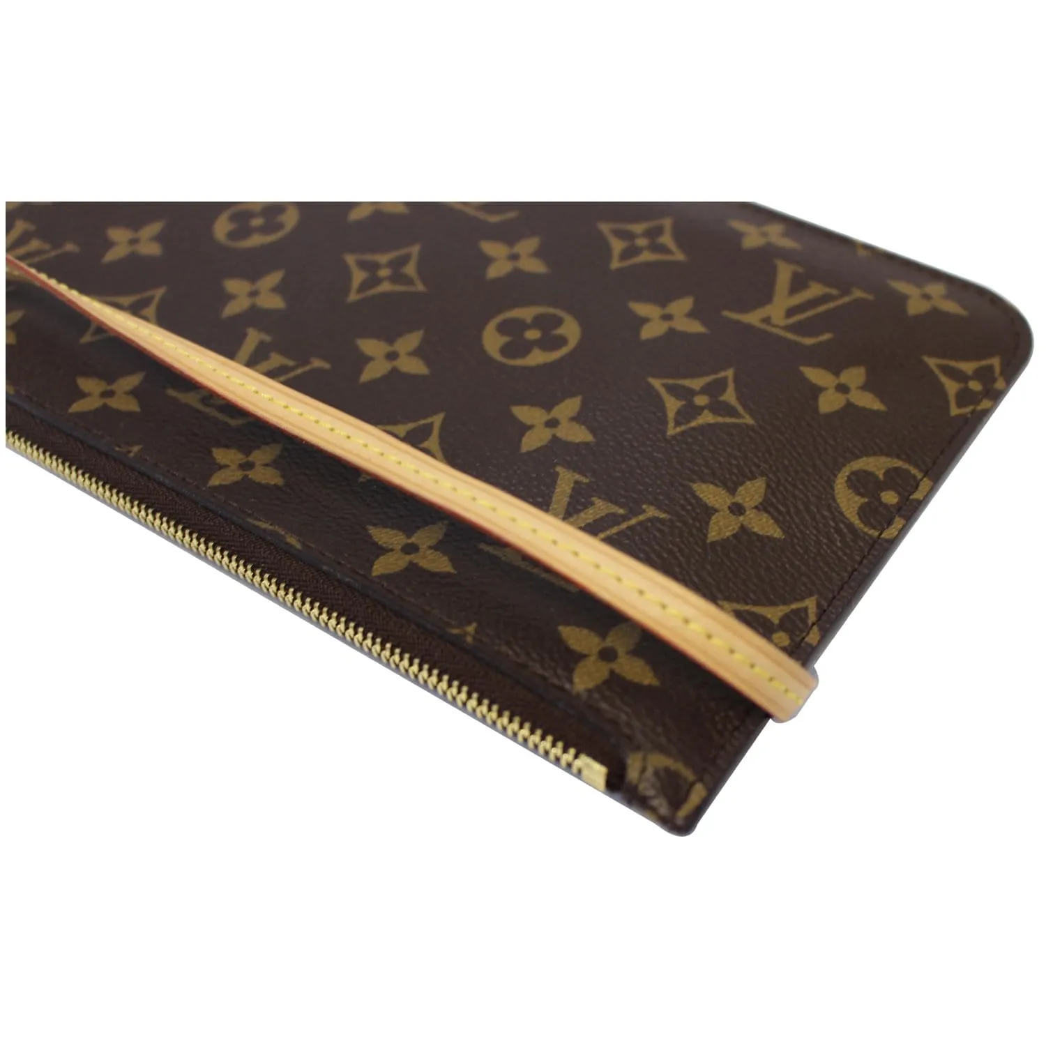 LOUIS VUITTON Pochette Wristlet Pouch Monogram Canvas Neverfull MM/GM Brown