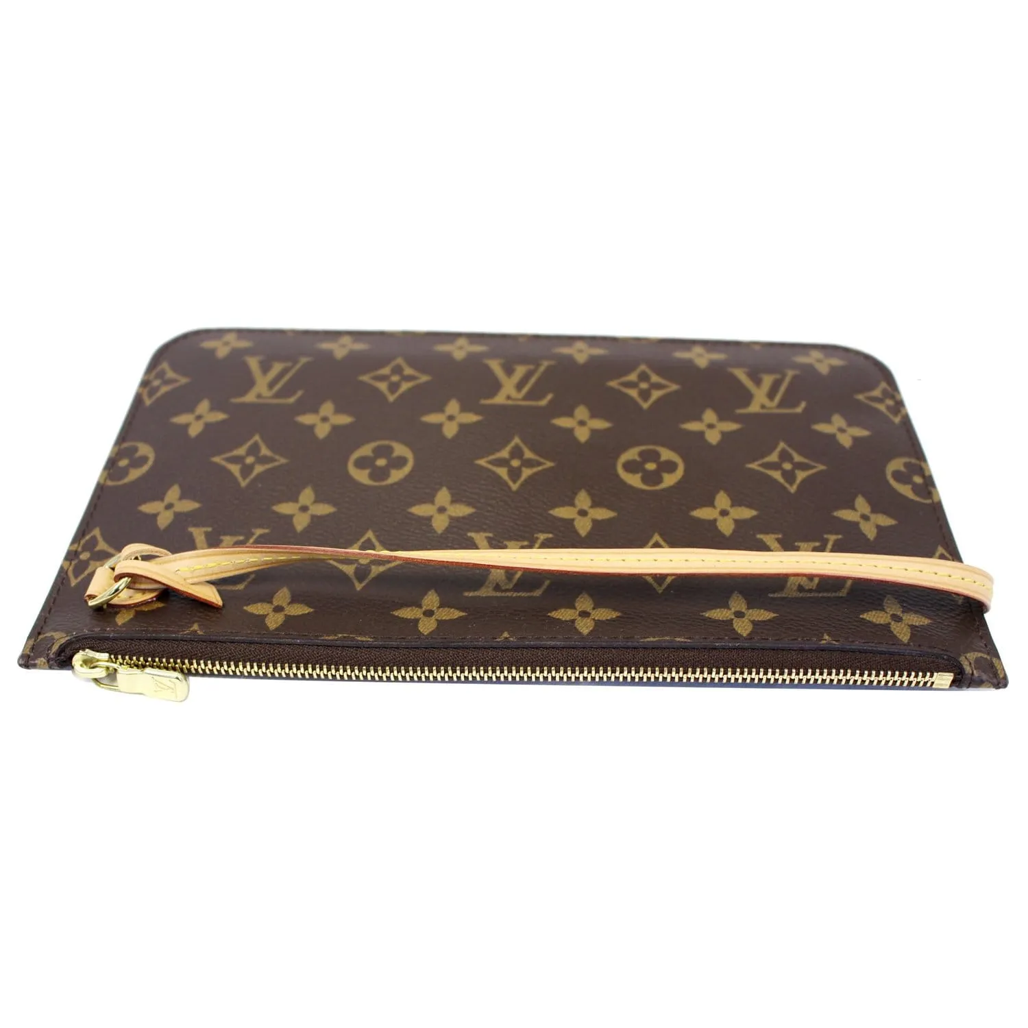 LOUIS VUITTON Pochette Wristlet Pouch Monogram Canvas Neverfull MM/GM Brown