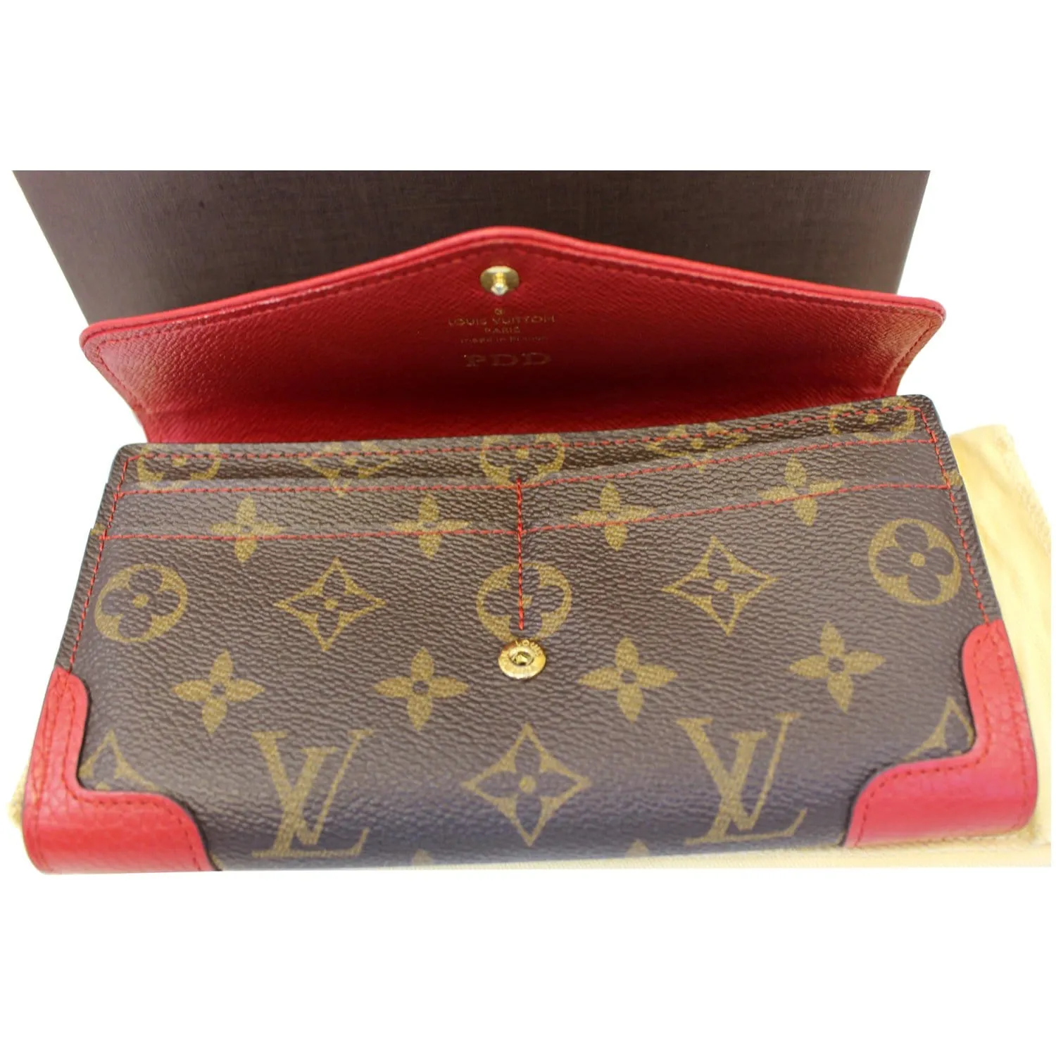 LOUIS VUITTON Sarah Retiro Monogram Canvas Wallet Brown/Cerise