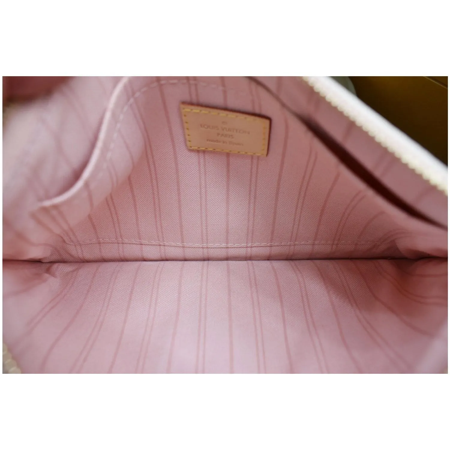 LOUIS VUITTON Tahitienne Pochette Wristlet Pouch Damier Azur Neverfull MM Pink