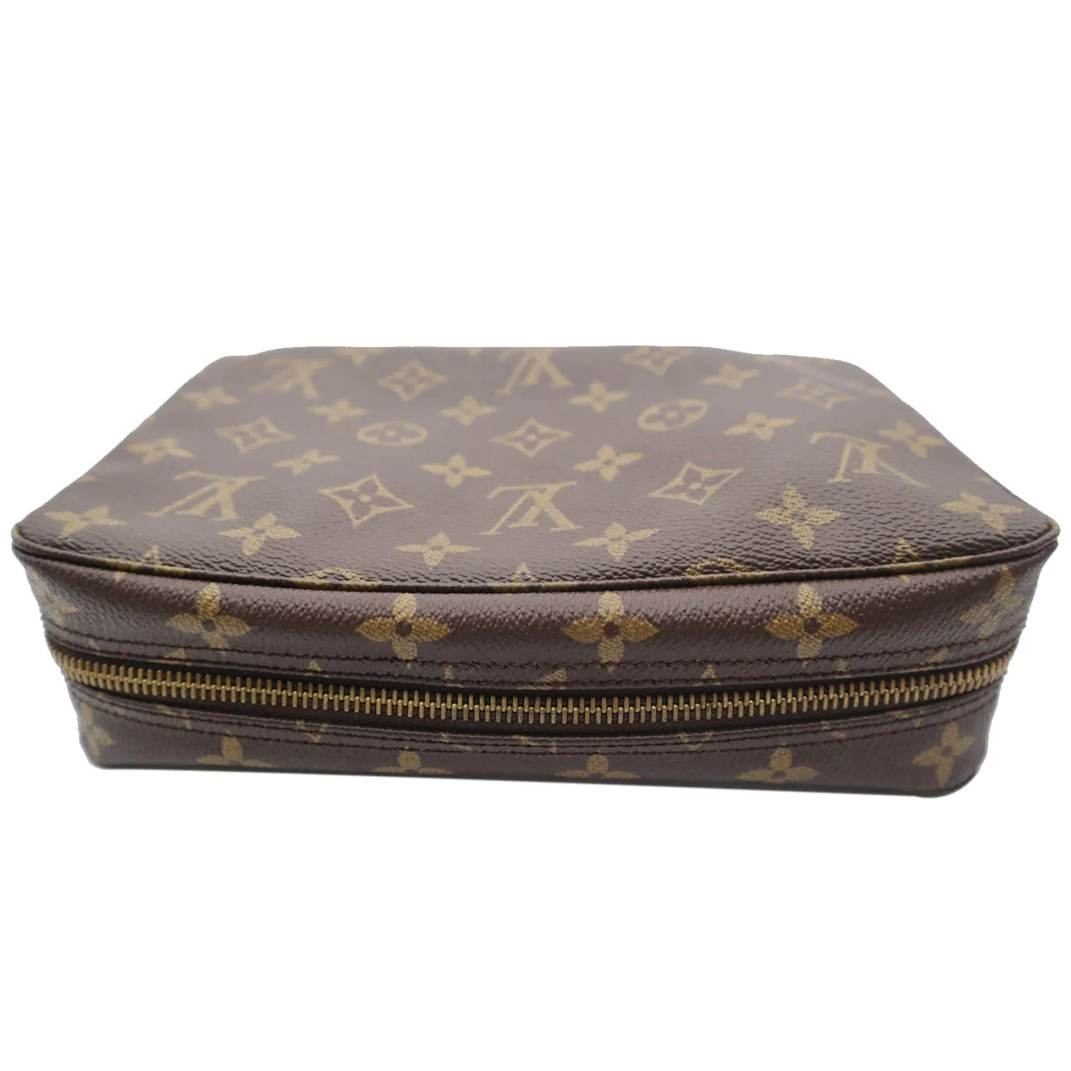 LOUIS VUITTON Trousse Toiletry Monogram Canvas Cosmetic Bag Brown