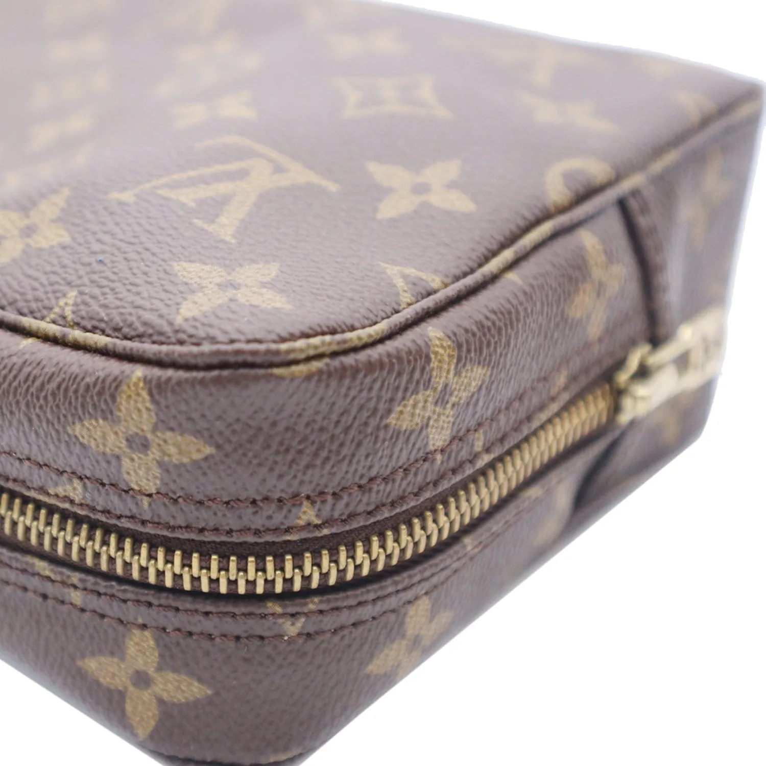 LOUIS VUITTON Trousse Toiletry Monogram Canvas Cosmetic Bag Brown