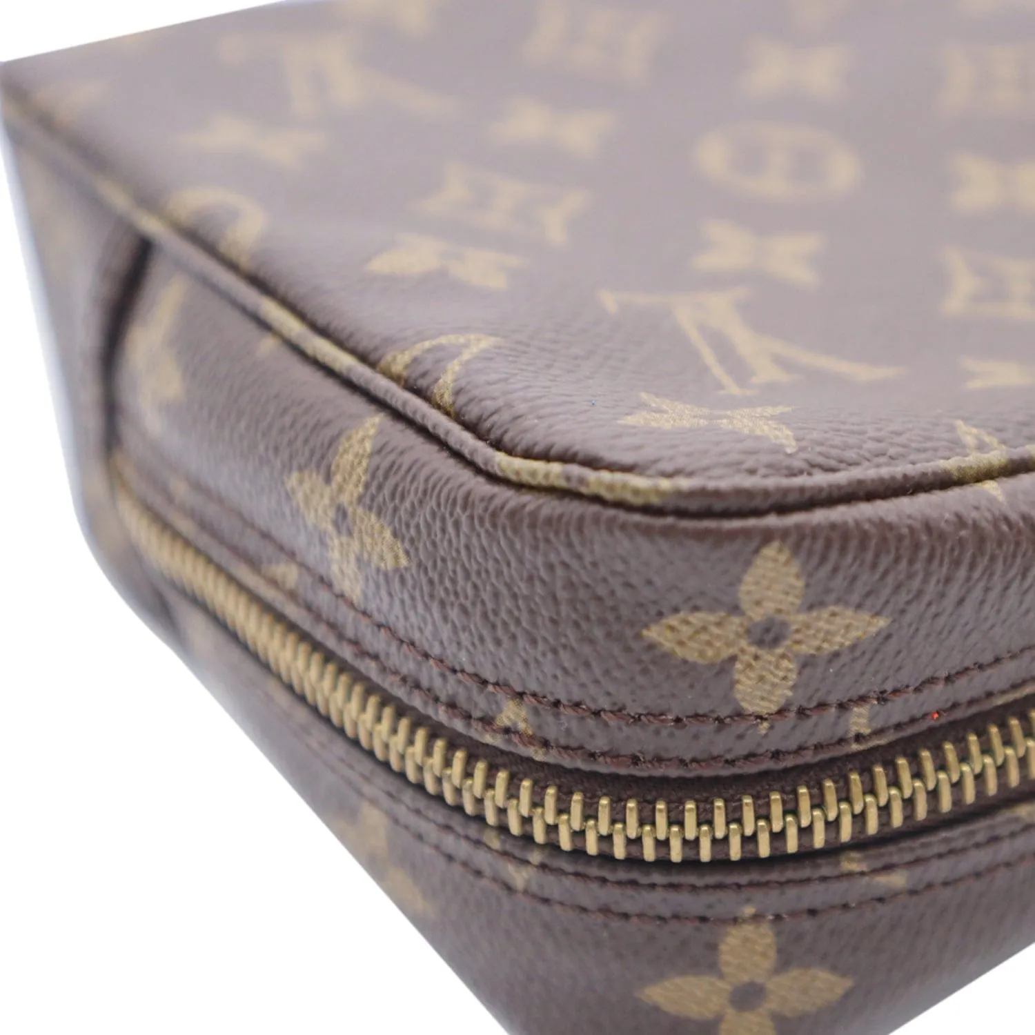 LOUIS VUITTON Trousse Toiletry Monogram Canvas Cosmetic Bag Brown