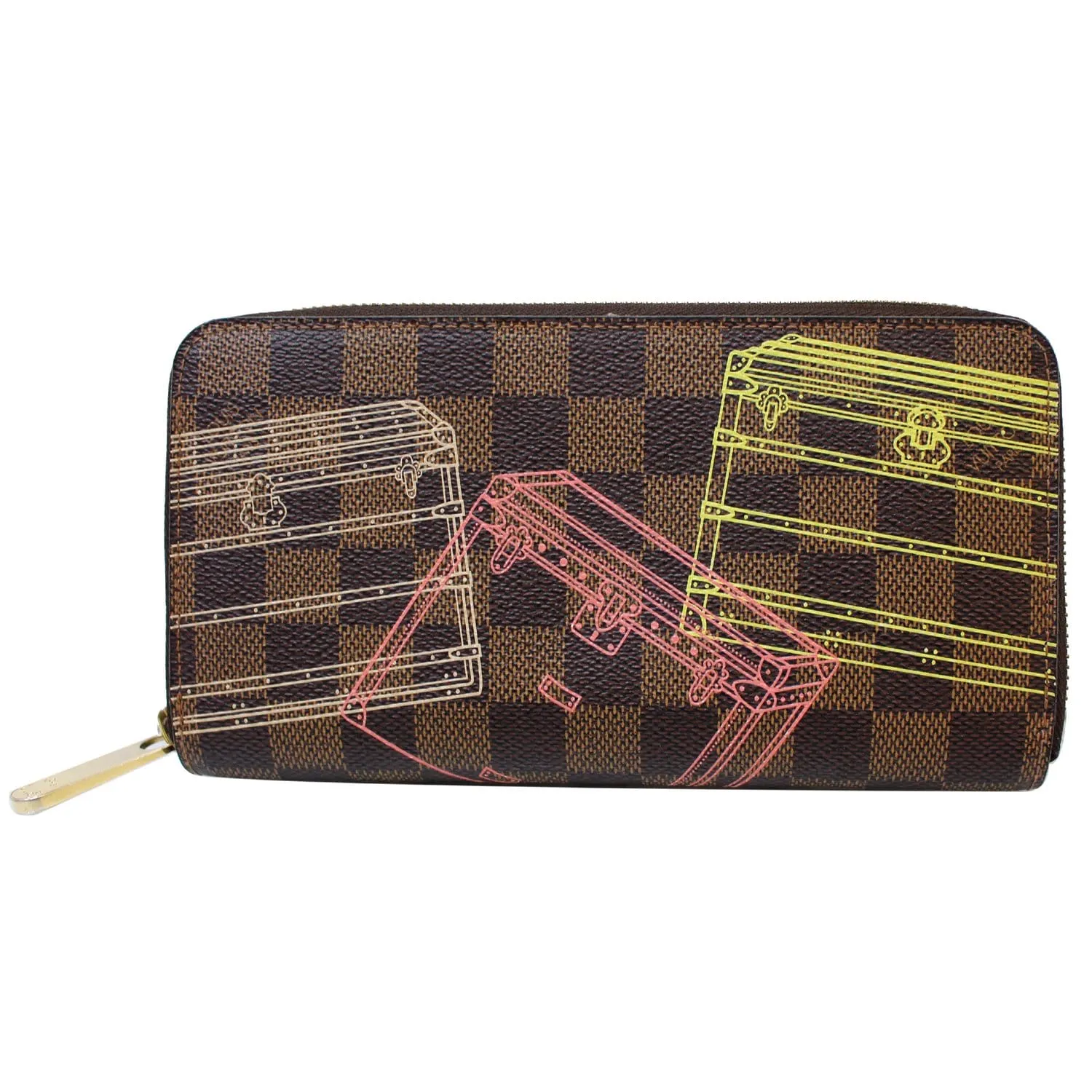 LOUIS VUITTON Trunks Damier Ebene Zippy Wallet Brown