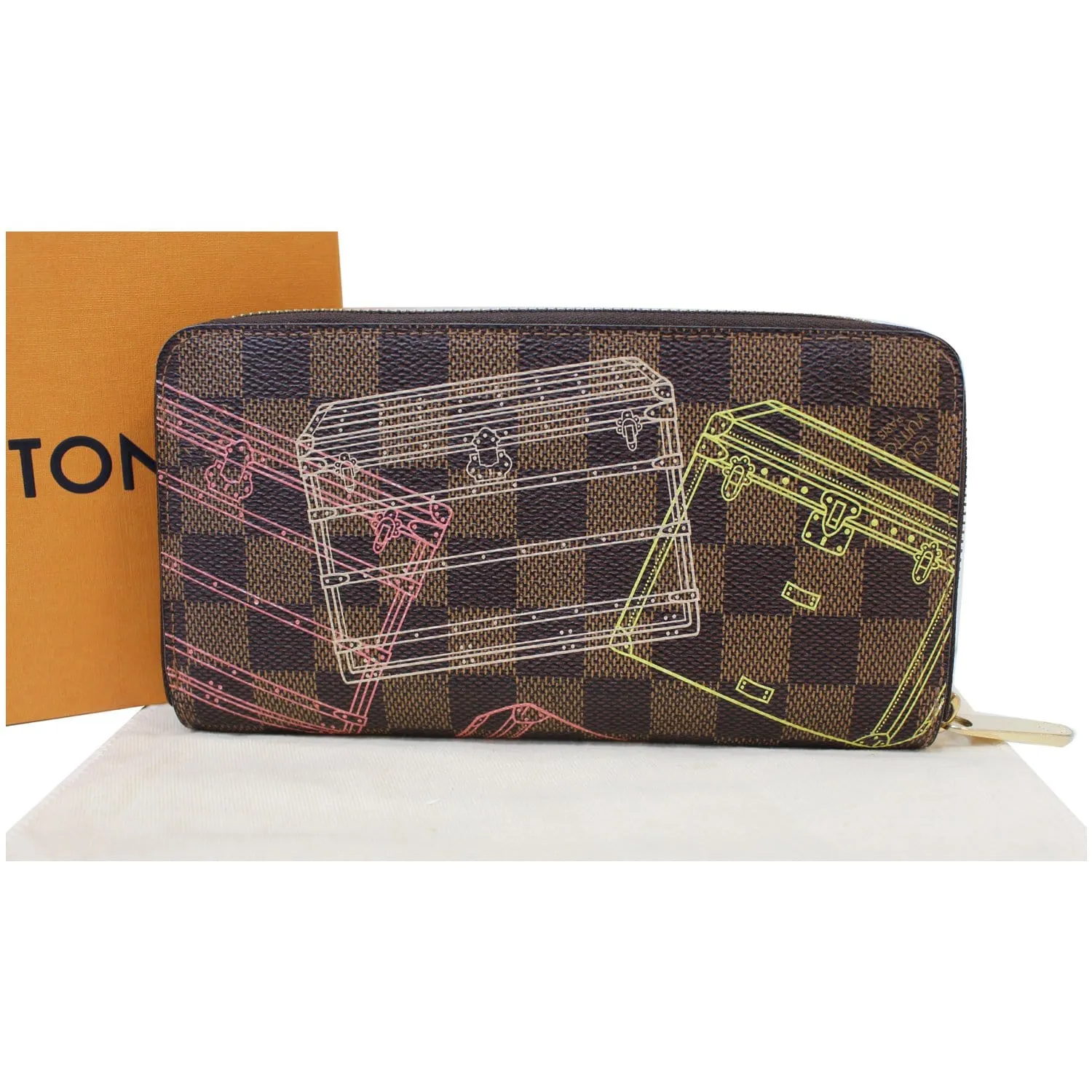 LOUIS VUITTON Trunks Damier Ebene Zippy Wallet Brown