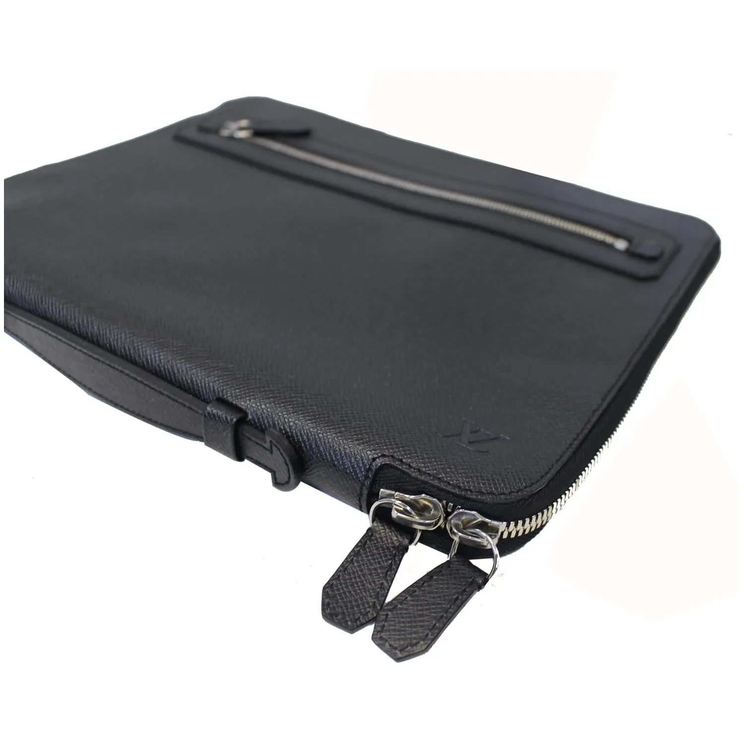 LOUIS VUITTON Vladimir Taiga Leather Document Clutch Bag Grey