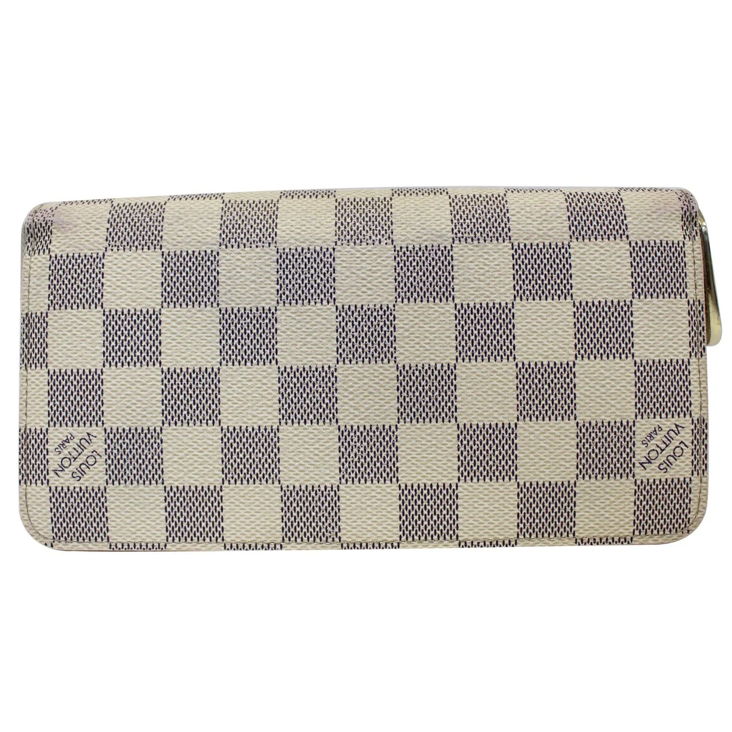 LOUIS VUITTON Zippy Damier Azur Long Wallet White