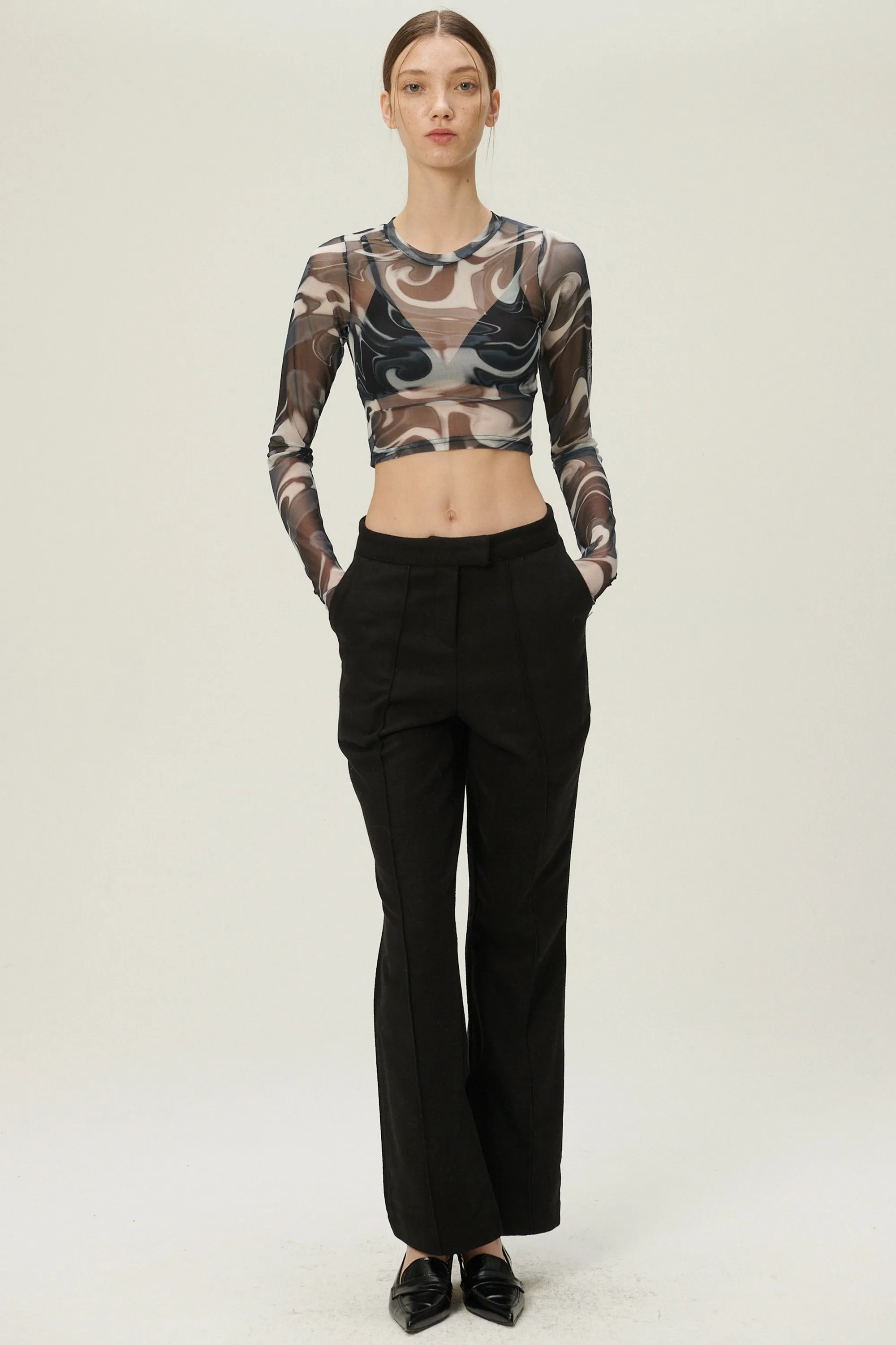 Luci Marble Mesh Top w/Thumbhole