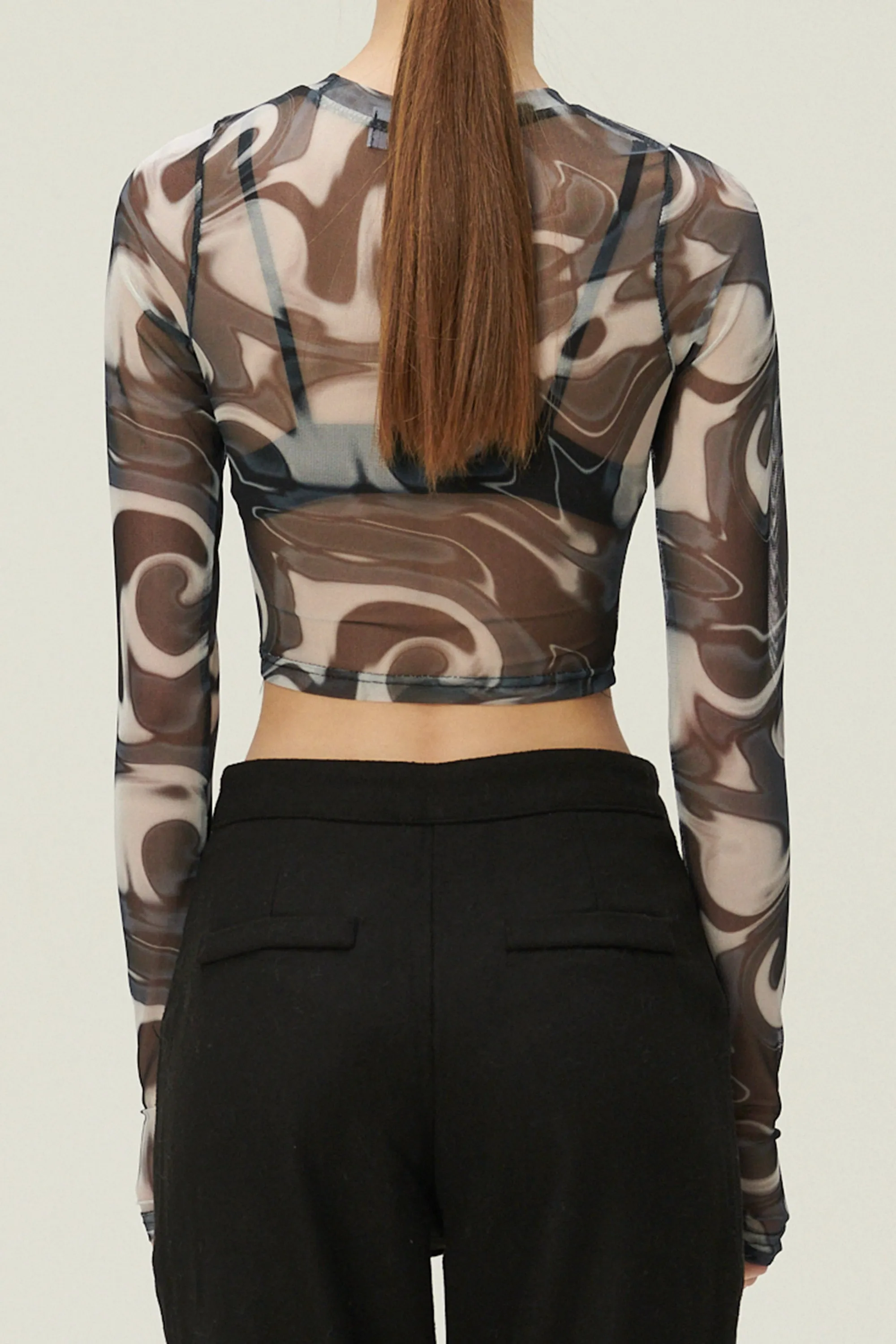 Luci Marble Mesh Top w/Thumbhole