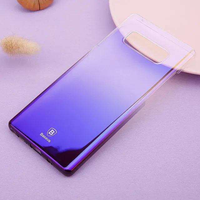 Luxury  Gradient Color Transparent Hard PC Case For Galaxy Note8  - Transparent Black,Transparent Blue,Transparent Pink