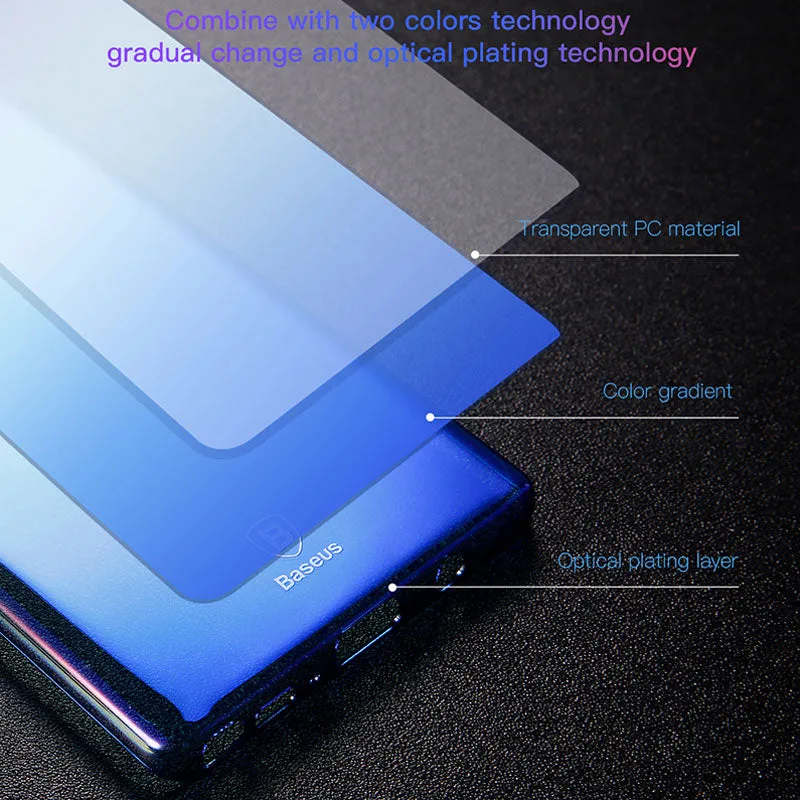 Luxury  Gradient Color Transparent Hard PC Case For Galaxy Note8  - Transparent Black,Transparent Blue,Transparent Pink