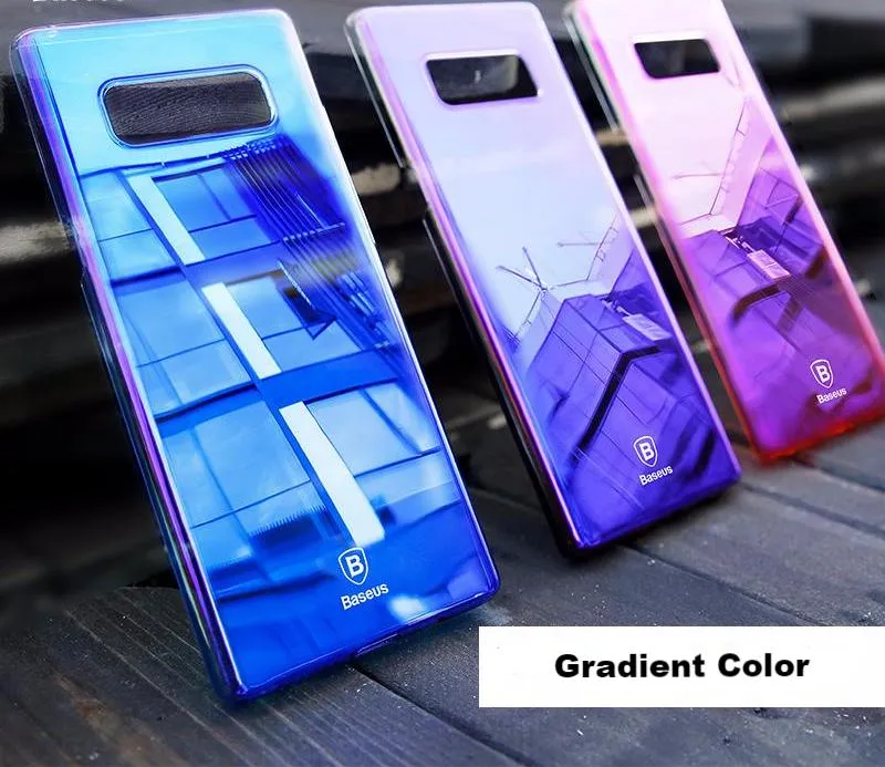 Luxury  Gradient Color Transparent Hard PC Case For Galaxy Note8  - Transparent Black,Transparent Blue,Transparent Pink