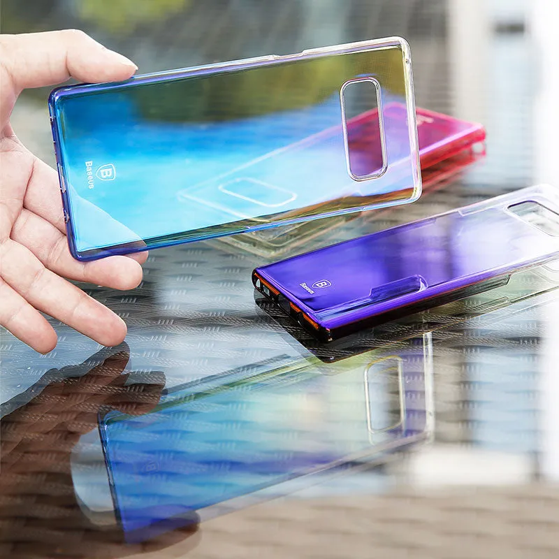 Luxury  Gradient Color Transparent Hard PC Case For Galaxy Note8  - Transparent Black,Transparent Blue,Transparent Pink