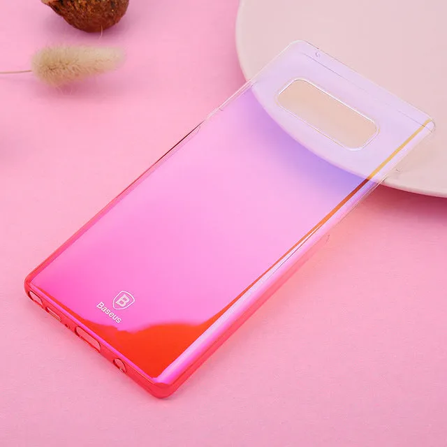 Luxury  Gradient Color Transparent Hard PC Case For Galaxy Note8  - Transparent Black,Transparent Blue,Transparent Pink