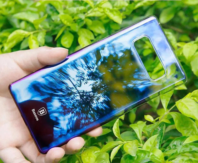 Luxury  Gradient Color Transparent Hard PC Case For Galaxy Note8  - Transparent Black,Transparent Blue,Transparent Pink