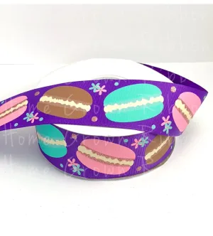 Macaroons 1.5" USDR Grosgrain Ribbon Eggplant Purple - Rose Gold Glitter