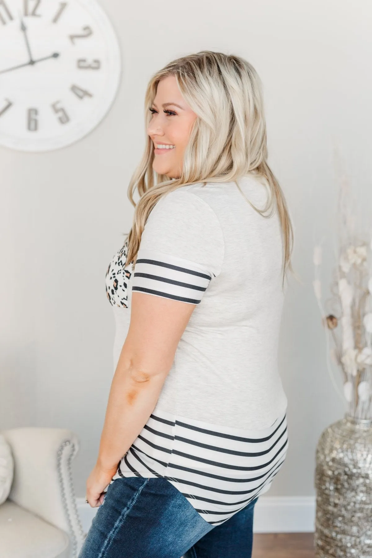 Made To Be Bold Double Pocket Top- Heather Grey