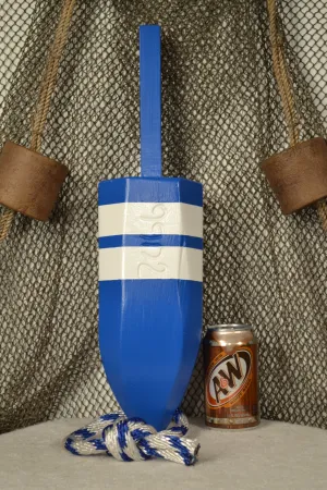 Maine Lobster Buoy in Blue with White Stripes