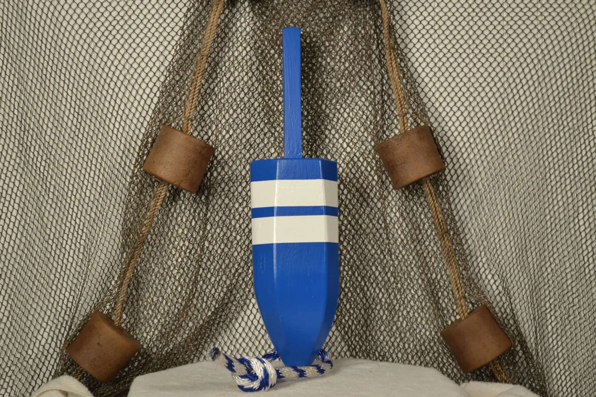 Maine Lobster Buoy in Blue with White Stripes
