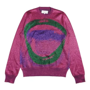 Maison Margiela FW15 Pink Glitter Mouth Crewneck Sweater Size Small