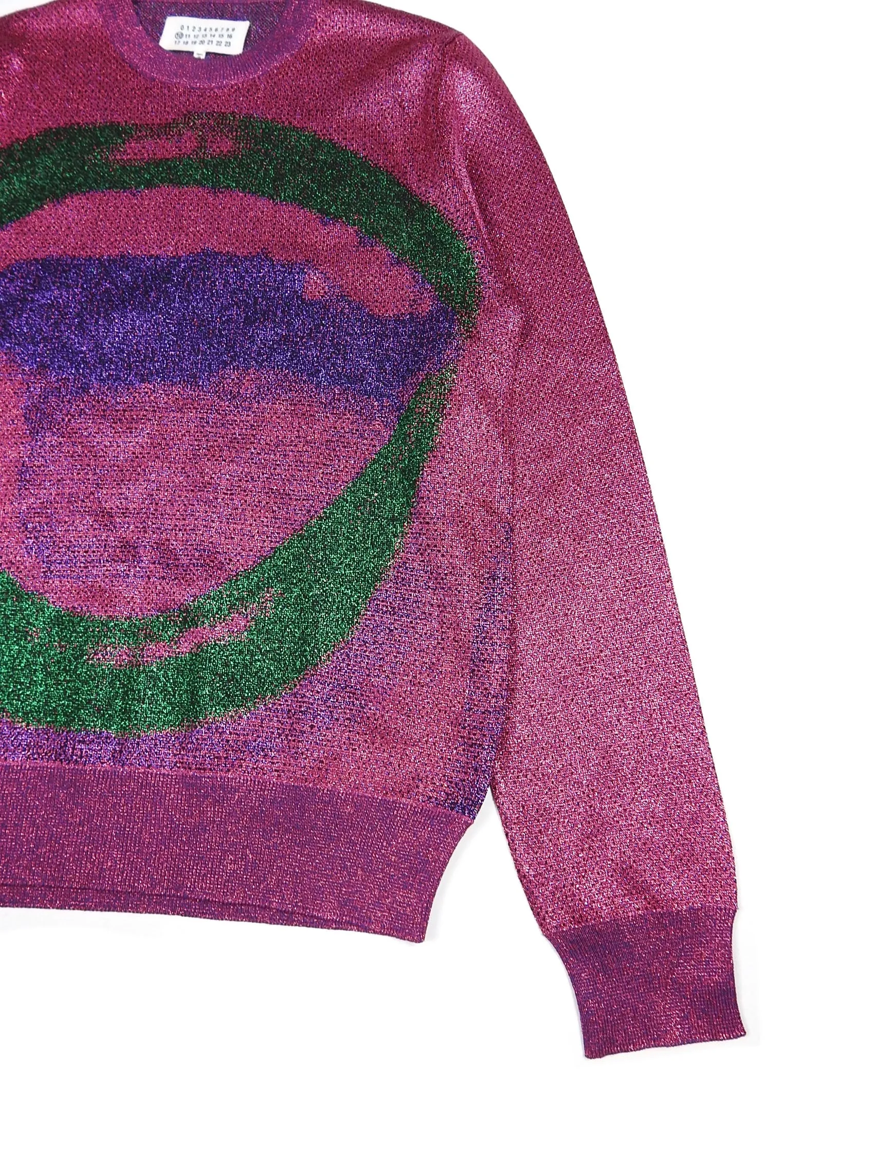 Maison Margiela FW15 Pink Glitter Mouth Crewneck Sweater Size Small