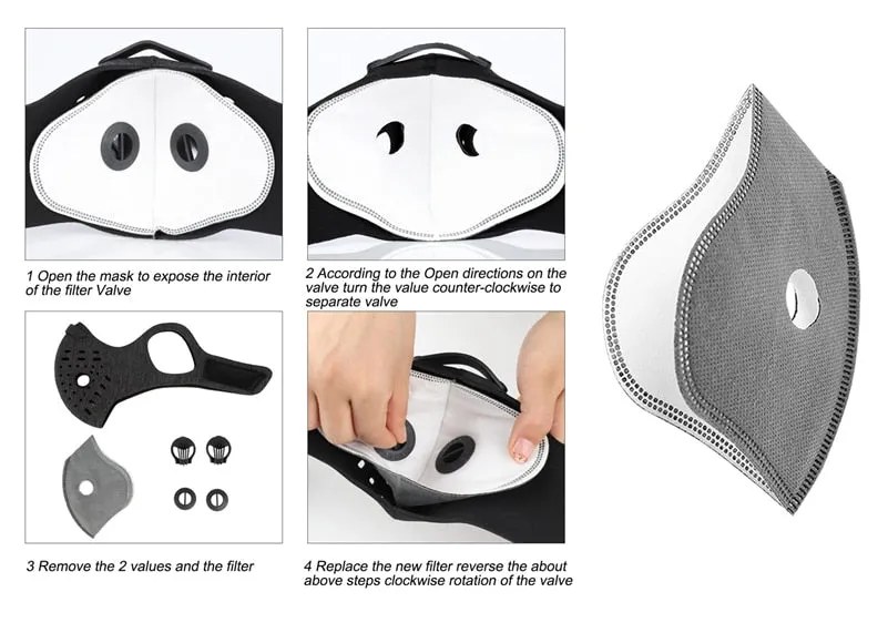 Masque de Protection pour Sport/Cycliste/Vélo avec filtre carbone anti-pollution