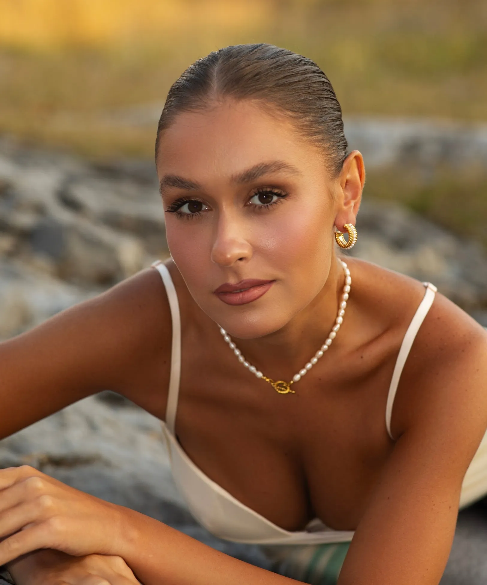 Maya Pearl Hoop Earrings