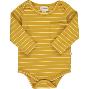 Me & Henry Gold Wide Stripes Tellico Onesie