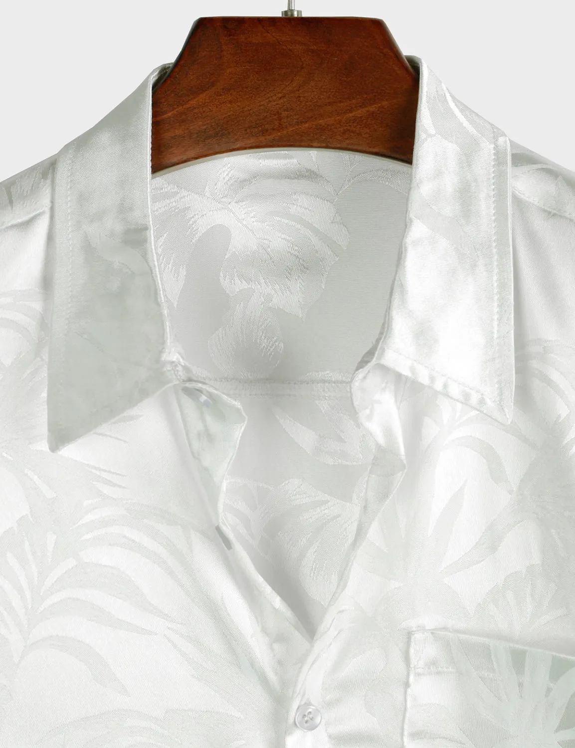 Men's Jacquard Vintage Elegant Button Up Pocket Short Sleeve Casual Shirt