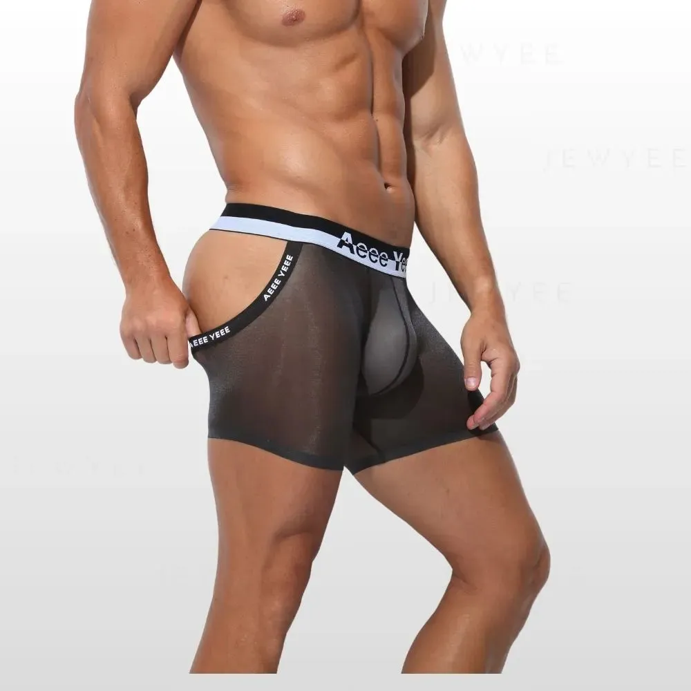 Men's See-through Ice Silk backless Underpants (2-Pack) - JEWYEE AY 851