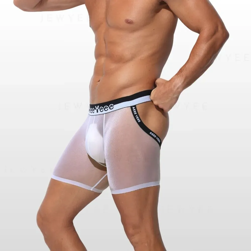 Men's See-through Ice Silk backless Underpants (2-Pack) - JEWYEE AY 851