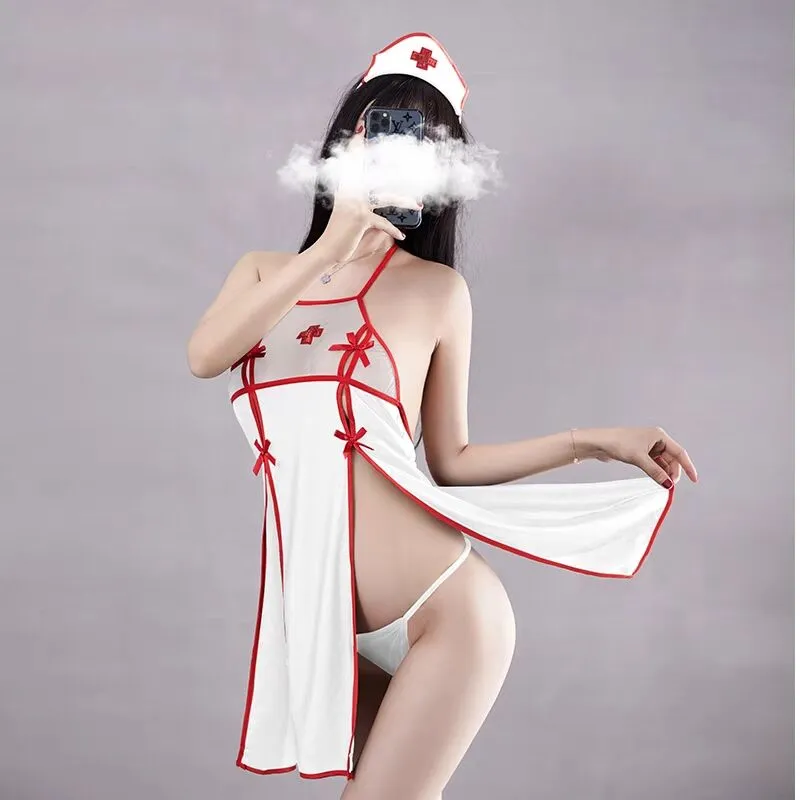 Mesh see-through tie nightdress  yc28094