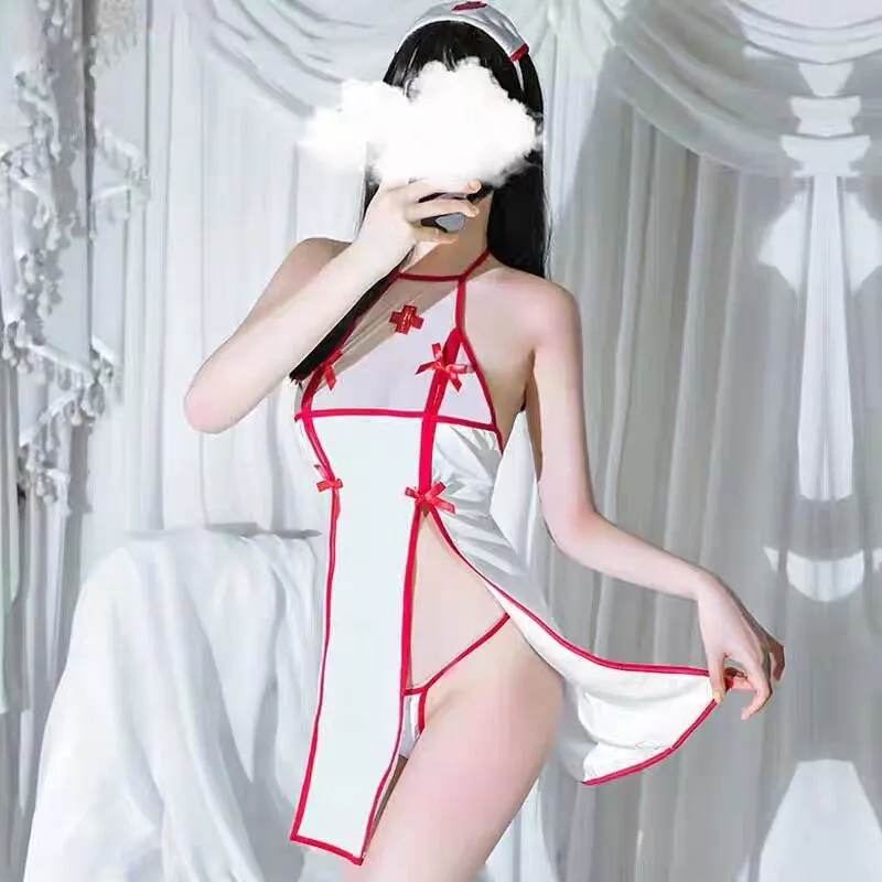 Mesh see-through tie nightdress  yc28094