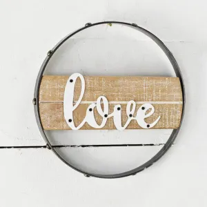 Metal/Wood Round Love Sign