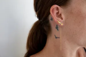 Mini Disc Shape Pull Through Earrings