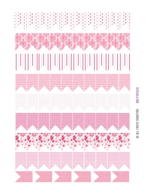 Monthly Planner Stickers Chunky Medium Flags in Pink Patterns Stickers Planner Labels Compatible with Erin Condren Vertical Life Planner